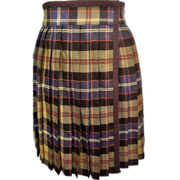 Vintage Saint Laurent Plaid Pleated Skirt Green, Blue, Black, Red - Size Euro 40 - Picture 1 of 7